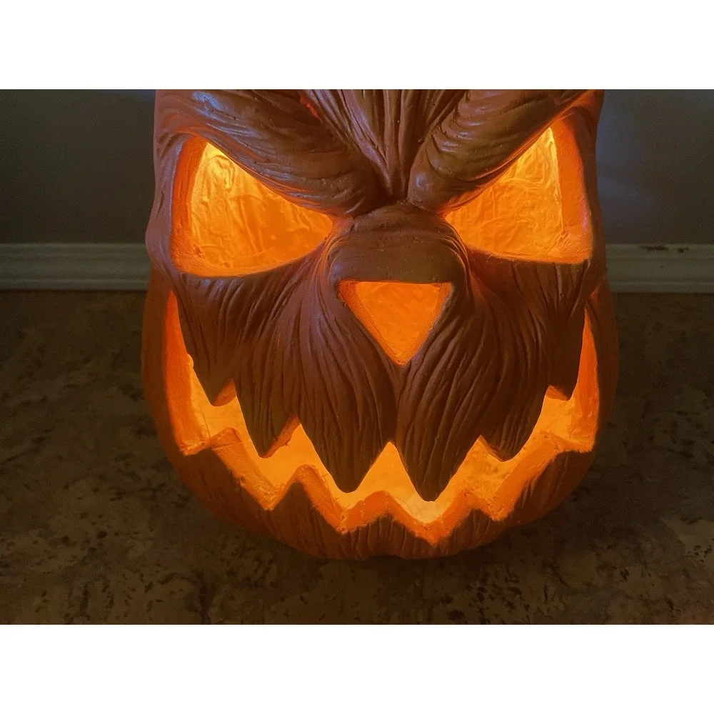 Magic Power Ceramic Electric Lighted Pumpkin Jack O Lantern Halloween Decoration
